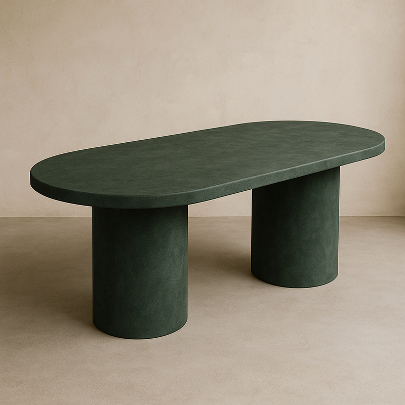 Ovaal Donkergroen - Dubbele ronde tafelpoot
